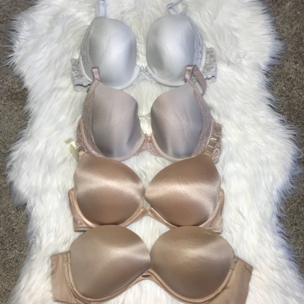 4 Victoria’s Secret Lace Tan & White Bra Bundle